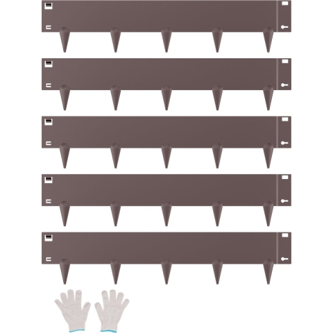 VEVOR Gazonranden, 5-pack, 990 x 207 x 1,5 mm, roestbestendige metalen rand voor perken, buigzame tuinrand, bloemperkrand, eenvoudig te installeren, afscheiding voor bloemperken, bruin