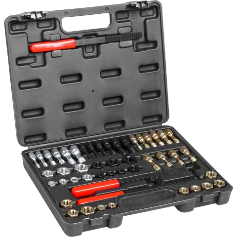 VEVOR 49-delige draadfreesset UNC UNF & metrisch draadherstelgereedschap, herdraadgereedschapsset met tappen, snijmallen, draadvijlen voor monteurs en doe-het-zelvers