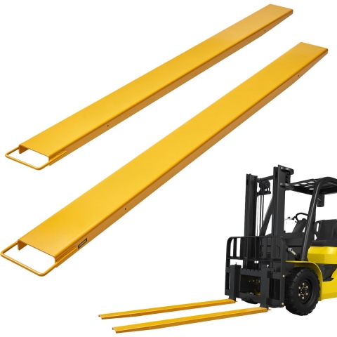 VEVOR Set van 2 vorkverlengstukken 2440 mm tandverlengstuk 1.815 ton capaciteit vorken Q235 koolstofstaal eendelig ontwerp palletvorkverlengstuk compatibel met 152,4 mm vorken