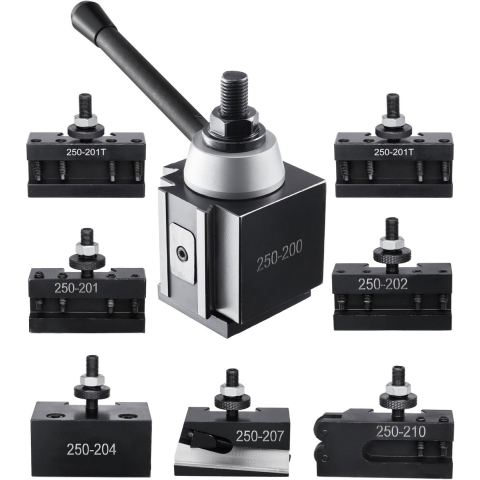 VEVOR 8-delige snelwisselgereedschapshouderset, stalen houder, voor minidraaibanken en metaaldraaibanken met een draaidiameter van 254-381 mm, duurzaam staalmateriaal, ideaal voor uw werkplaats