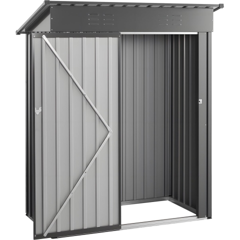 VEVOR Metalen Gereedschapsschuur, Gereedschapsschuur met Afsluitbare Deur en 2 Ventilatiesleuven, Tuinschuur voor Buitenopslag voor Achtertuin, Tuin, Terras, Fiets, 1533 x 876 x 1815 mm