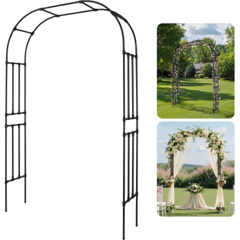 VEVOR Tuinboog, 2400x1500x400 mm Rozenboog, Trellis, Klimhulp, Metalen Boog, Stabiele Rozenboog voor Buitengebruik met Staanders, Ideaal voor Tuin, Gazon, Bruiloftsfeestdecoratie