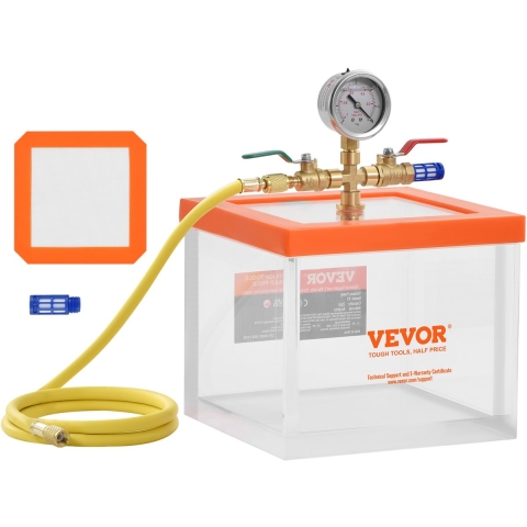 VEVOR 2 Gallon vacuümkamer, verbeterde multifunctionele acryl vacuümontgassingskamer, transparante vacuümkamer, voor harsontgassing, silicagelontgassing, gipsontgassing en vacuümextractie