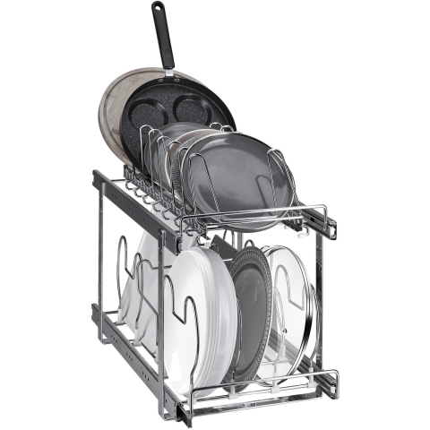 VEVOR Pannen- en pottenrekorganizer, 2-laags uitbreidbare dekselhouder onder kast, 12 inch breed