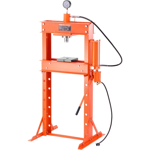 VEVOR hydraulische pneumatische werkplaatspers 20 t (H-frame) met persplaat en driehoekige ondersteuning, hydraulische pers verstelbaar naar de garagevloer met overdrukventiel, geschikt voor buigen en richten