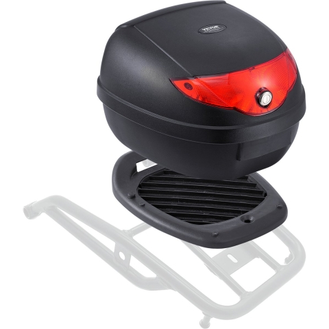 VEVOR Motorfiets Topkoffer 24L Achterkoffer Gemaakt van PP-materiaal met reflecterend paneel, waterdicht en afneembaar Motorfiets Topkoffer met Multi-Hole Bodem Helmkoffer (408 x 390 x 285 mm)