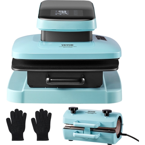 VEVOR Automatische warmtepersmachineset, 2-in-1 tumblerpers, 381 x 381 mm slimme T-shirtpers met automatische ontgrendeling, tumblerpers voor 11-30 oz tumblers