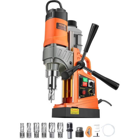 VEVOR Magnetische Boormachine 1450W Motor, 2-inch Boordiameter, 2878 lbf Draagbare Elektrische Magnetische Boormachine, met 6 Kernboren, Boormachine voor Metalen Oppervlakten, DIY