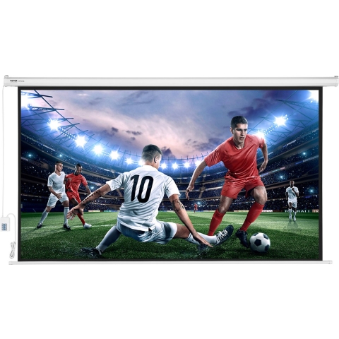 VEVOR Gemotoriseerd projectiescherm, 100-inch 16:9 4K 1080 HD elektrisch projectiescherm, automatisch projectiescherm met afstandsbediening, aan de muur te bevestigen filmscherm voor thuis, thuiskantoor, bioscoop