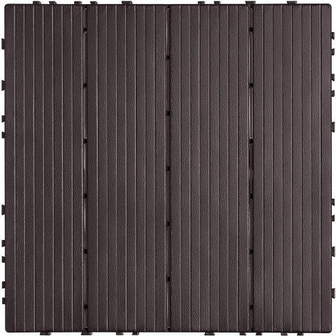 VEVOR Terrastegels, Set van 54, Balkontegels 295x295 mm, Kliktegels, Kunststof Vloerbedekking voor Buiten, Terrasvloer voor Veranda, Zwembad, Balkon, Achtertuin, Donkerbruin