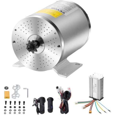 VEVOR 1800W elektrische borstelloze DC-motorkit, elektromotor - 48V 4500RPM motor met verbeterde snelheidsregelaar, gashendelkit voor go-karts, e-bikes, motorfietsen, scooters