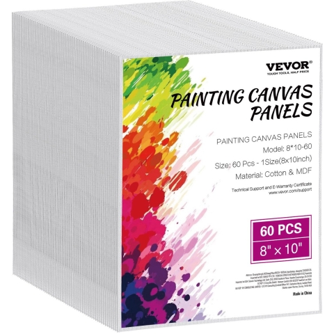 VEVOR Canvasborden (203 x 254 mm) voor schilderen, canvasset van 60 stuks van katoen, schildercanvasborden voor schetsen, acryl- en olieverfschilderen, aquarelschilderen, canvas voor professionals en beginners