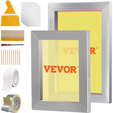 VEVOR Zeefdrukframe Zeefdrukpers 2-pack 10 x 14 inch / 8 x 10 inch, Zeefdrukmachine Zeefdrukplaat inclusief handschoenen en zeefdrukrakel, Zeefdrukmachine voor stoffen, papier, kopieerpapier, enz.