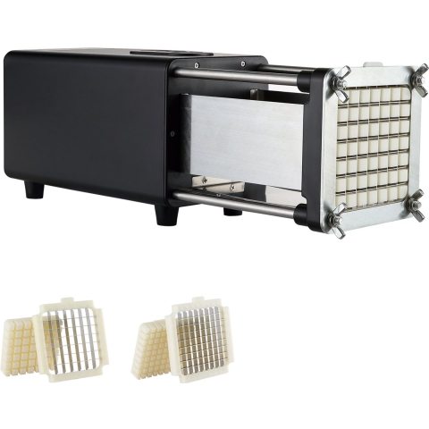 VEVOR Elektrische frietsnijder, aardappelsnijder met 1/2 & 3/8 inch messen, roestvrij staal, aardappelsnijder en hakselaar met antislipvoetjes, voor aardappelen, frieten en groenten