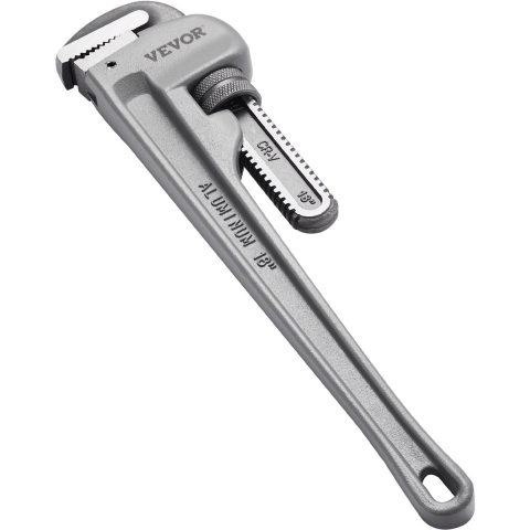 VEVOR Pijpsleutel, 18" rechte aluminium pijpsleutel, verstelbare loodgieterssleutel, met zeer sterke bek en ergonomische handgreep, gemakkelijk mee te nemen, hangend ontwerp, voor waterleidingen