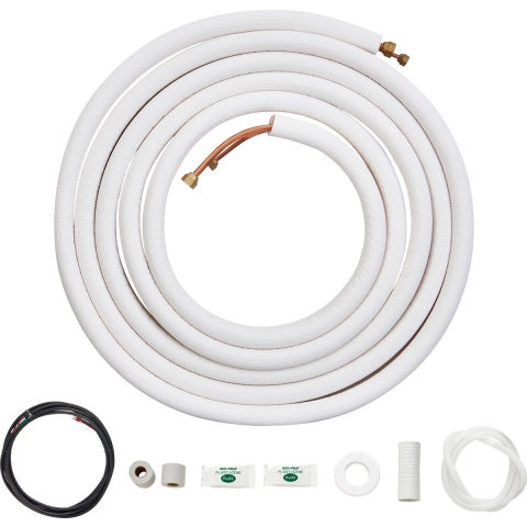 VEVOR 7620 mm Mini Split Ducting Kit, 6,4 mm en 9,5 mm OD koperen buizen en drievoudige isolatielaag, voor airconditioners of warmtepompunits en HVAC met uitgebreide accessoires