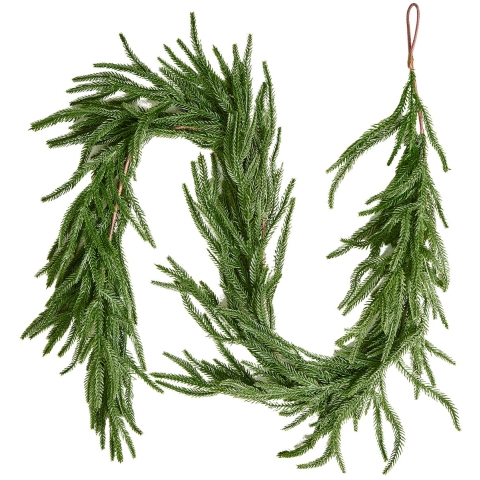 VEVOR Kerstkrans, 1524 mm, Realistische Norfolk Dennenkrans, Dennenkrans, Kunstmatige Groenkransen, voor Binnen- en Buitenkerstdecoratie op Tafel, Schoorsteenmantel en Open Haard