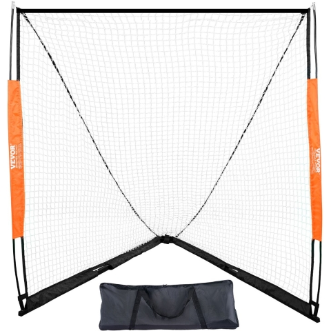 VEVOR Lacrosse-doel, 1,83 m x 1,83 m Lacrosse-net, draagbaar Lacrosse-doel met draagtas, glasvezelpaal, uitrusting voor Lacrosse-training in de achtertuin, eenvoudig op te zetten collegedoel, perfect voor training