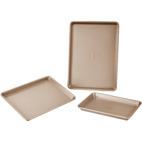 VEVOR Bakset 8-delige antiaanbaklaag van koolstofstaal, kookplaten en -schalen, baksets voor keukenoven met siliconen handgrepen, voor koekjes, cakes, muffins, brood, goudbruin