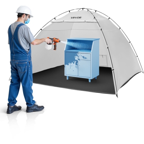 VEVOR Draagbare spuitcabine-tent (295x292x202 cm werkoppervlak) Spuitcabine-tent voor spuitverven, waterdichte spuitcabine met geïntegreerde vloer en oproldeur voor kasten, stoelen en tafels