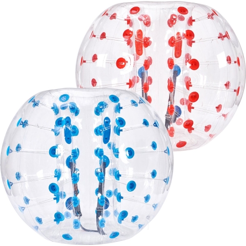 VEVOR Opblaasbare Bumpbal Bumper Shock Ball 2 stuks 1,5 m x 1,2 m Menselijke botsingsbal PVC Body Bubble Bounce Ball voor buitenactiviteiten Rode + blauwe stippen Opblaasbare bumperbal