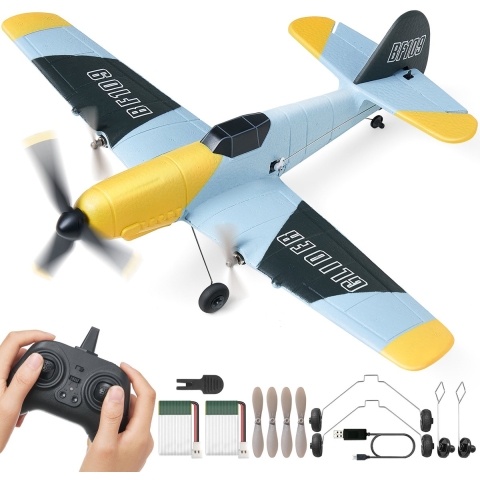 VEVOR RC-vliegtuig, 2,4 GHz 3-kanaals afstandsbedieningsvliegtuig met 6-assige gyrostabilisator, klaar om te vliegen gevechtsvliegtuig met 2 batterijen, gemakkelijk te vliegen RC-zweefvliegtuig voor volwassenen, kinderen, beginners en jongens