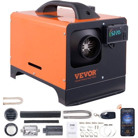 VEVOR Air Diesel Heater 12V 5kW, Diesel Air Heater, Standkachel, 0,16-0,52L/H, Diesel Heater met LCD-scherm & 10m afstandsbediening & Bluetooth APP-bediening