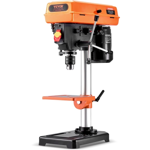 VEVOR 203mm tafelboormachine, 500W inductiemotor, tafelboormachine met 550/950/1450/1950/2500 tpm regelbare snelheid, 0-45° kantelbare werktafel, LED-werklamp, voor hout en metaal