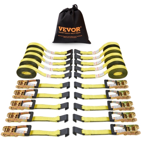 VEVOR 10-delige set spanbanden 0,05 x 9 m spanband 4536 kg ratelspanband polyesterband koolstofstaal haakbevestigingsband ratelspanband ideaal voor motorfietsen fietsen kajaks UTV boten ATV