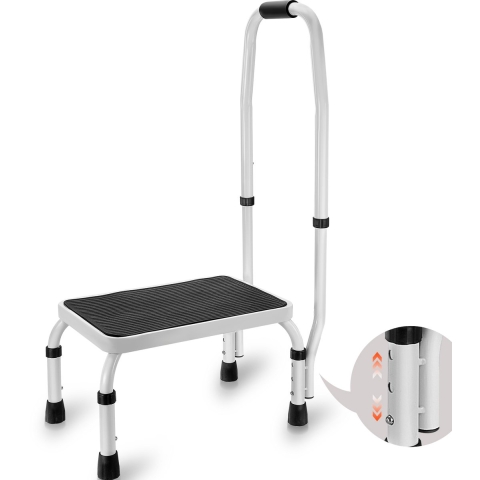 VEVOR huishoudladder 810 x 417 x 285 mm trapladder opvouwbare stalen trapladder 1 trede trapladder 150 kg draagvermogen opvouwbare trede enkele trede ladder 810 mm hoge keukenladder antislip opstapje