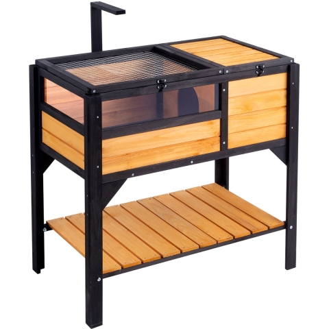 VEVOR Turtle Habitat, houten schildpaddenhuis voor binnen en buiten, schildpaddenverblijf met lichtstandaard, reptielenverblijf voor kleine dieren met steunpoten voor gekko's, hagedissen en slangen