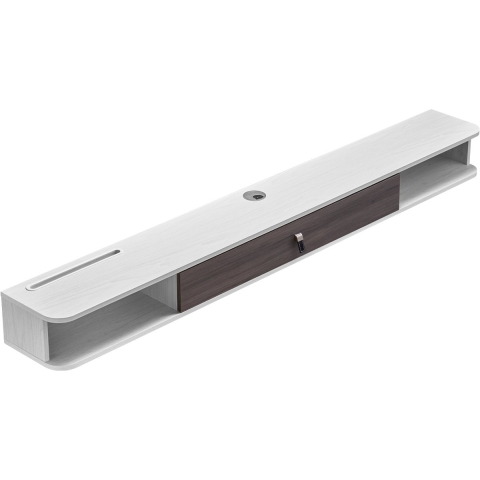 VEVOR TV-meubel Hangende Muurbeugel, TV-meubel met Kabelgat, Zwevende TV-plank met Opbergruimte voor DVD-speler Kabelbox Gameconsole, Wandkast Draagvermogen 52 kg Wit 180 cm Lengte