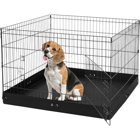 VEVOR Hondenren, 4 stuks panelen van 610 x 910 mm, opvouwbare metalen ren, hondenhek met deur en vloerbedekking van 600D Oxford-stof, ideaal voor honden, katten en andere kleine dieren