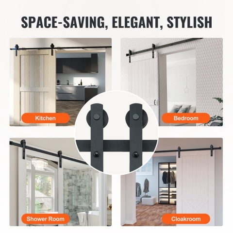 VEVOR 300cm schuifdeurbeslag I-vormig schuifdeursysteem met 2-delige rails Draagvermogen van 150 kg Looprail Ideaal voor schuifdeuren met een deurdikte van 32-45 mm en een deurbreedte van 1,4-1,6 m