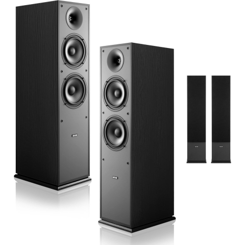 VEVOR Passief 2-weg staande luidsprekers, paar met 1-inch tweeter en twee 6,5-inch woofers, 400W piekvermogen, frequentiebereik van 65Hz-20kHz, robuuste MDF-behuizing, voor thuisaudio, paar