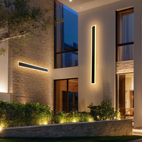 VEVOR Villa Wandlampen, 2-pack, 100 cm lange strips, moderne buitenwandlampen, 3000 K warm wit, IP65 waterdicht, wandlamp, voor huis, veranda, garage, tuin en patio