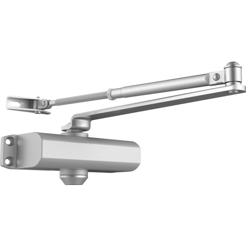 VEVOR deursluiter automatische poortsluiter voor commercieel of particulier gebruik voor deurgewichten tot 85 kg staafdeursluiter met hydraulische buffer behuizing van gegoten aluminium zilver