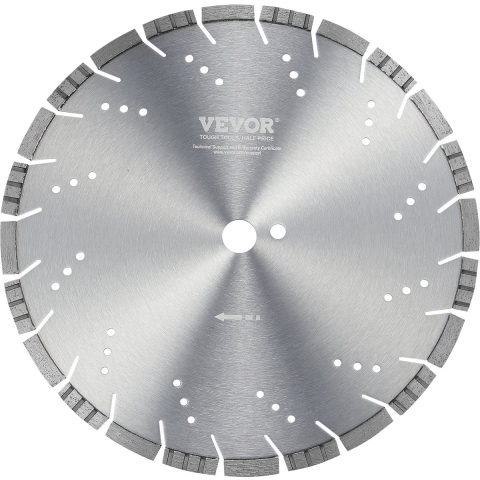 VEVOR Diamantzaagblad, 14 inch/350 mm betonzaagblad voor nat of droog werk, 0,47 inch/12 mm diamantsegmentzaagblad met schuine tanden, universele middengatdiameter 1 inch/25,4 mm, voor beton, cementplaten, tegels, bakstenen