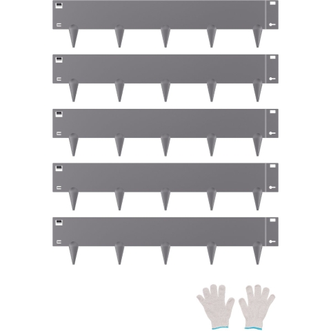 VEVOR Gazonrand, set van 5, 990 x 207 x 1,5 mm, roestbestendige metalen rand voor bloemperken, gazonrand, eenvoudig te installeren, afscheiding voor bloemperken, tuinpaden, donkergrijs