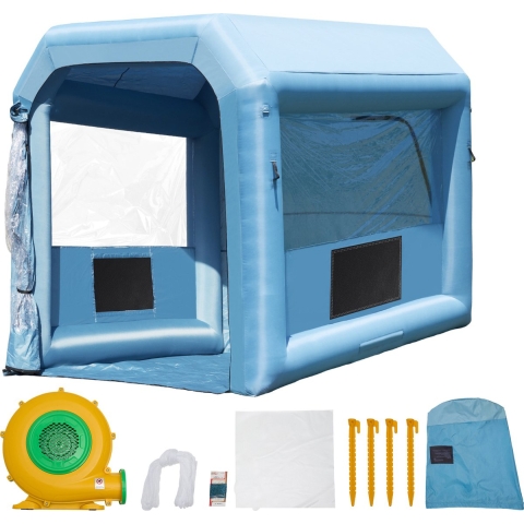 VEVOR Opblaasbare Spuitcabine, 3,9 x 2,4 x 2,4 m Opblaasbare Spuitcabine, met 550 W Blower & Luchtfiltersysteem, Draagbare Autospuitcabine voor het Schilderen van Motorfietsen, Fietsen en Klein Meubilair