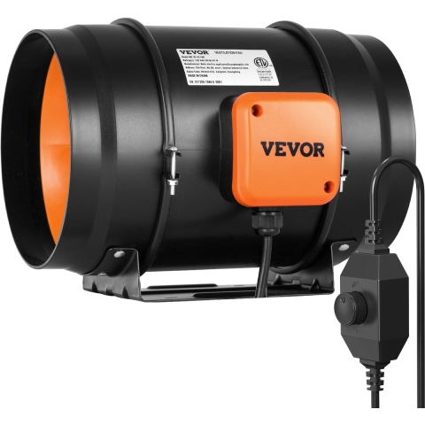 VEVOR Inline-kanaalventilator, 203,2 mm rookgasafvoer Inline-kanaalventilator met variabele snelheidsregelaar, stille afzuigventilator met AC-motor voor koelversterkers, kweektenten, hydrocultuur