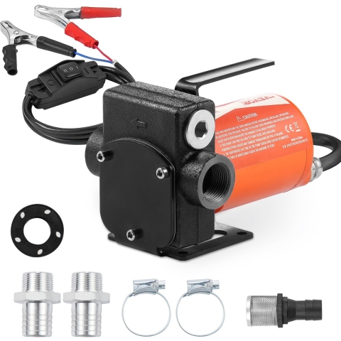 VEVOR Dieselpomp, 12V DC, 5 GPM, 1/10 HP, stookoliepomp met automatische pistooluitschakeling, overbrengpomp, lange inlaat- en uitlaatslang voor benzine-diesel, kerosine, methanolmengsels