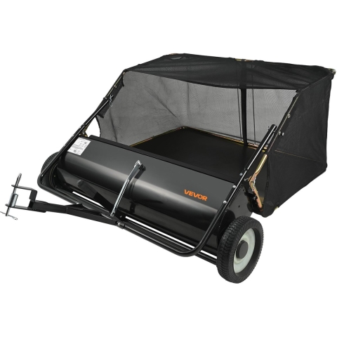 VEVOR Gazonveger, 127 cm Trekbare Gazonveger voor Zitmaaiers, Bladveger, Zware Bladveger met Verstelbare Veeghoogte, Bladverzamelaar, voor Tuin, Gazon, Boerderij