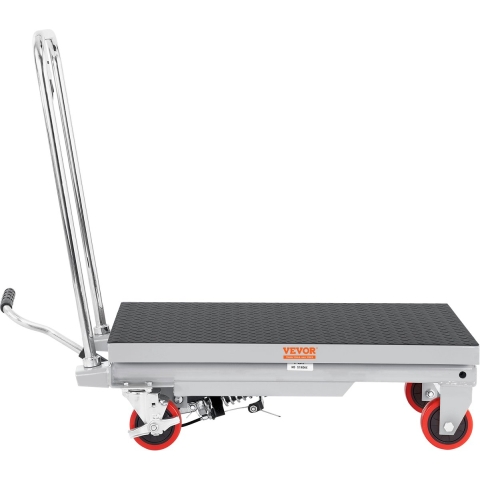 VEVOR hydraulische schaarheftafel 230 kg laadvermogen heftafelwagen 220-720 mm hefbereik heftafel werkplaats 700 x 450 mm platform schaarheftruck enkele schaar grijs fabrieken magazijnen supermarkten