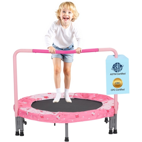 VEVOR Kindertrampoline Buitentrampoline 91,44 cm Opvouwbare trampoline met handgreep, Rebounder trampoline Tuintrampoline voor peuters, Verjaardagscadeau voor kinderen vanaf 3 jaar 100 kg draagvermogen Rood