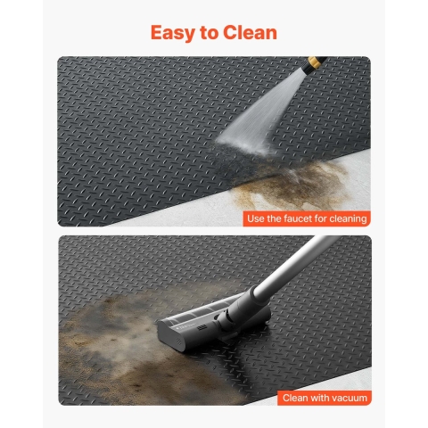 VEVOR rubberen mat, 1219,2 x 7620 mm, garagevloermat, 3 mm dikke rubberen loper, vloerbeschermingsmat, antislipmat, mat met noppen, gemakkelijk schoon te maken, voor magazijnen, sportscholen, trailers, zwart