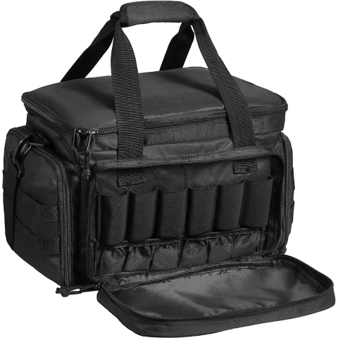 VEVOR Zachte Pistoolkoffer voor 4 Pistolen, Pistoolkoffer met 3 Verwijderbare Panelen en 6 Magazijnen, Vuurwapenkoffer, Pistooltas voor Jacht en Schietbaan in de Buitenlucht, Pistoolkoffer met Enkele Schouderriem, Zwart