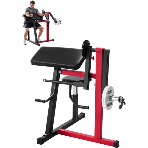 VEVOR Preacher Curl Bench, 2-in-1 biceps curl bank en triceps extension machine, geïsoleerd biceps station met zittende arm, krachttrainingsbank, trainingsapparaat voor thuisgym
