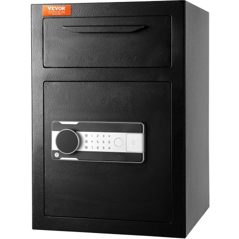 VEVOR 2.5L Drop Slot Safe, afstortkluis met drop slot, elektronisch codeslot en 2 noodsleutels, 355 x 355 x 515 mm, zakelijke drop slot kluis voor contant geld, thuis, hotel, kantoor, enz.