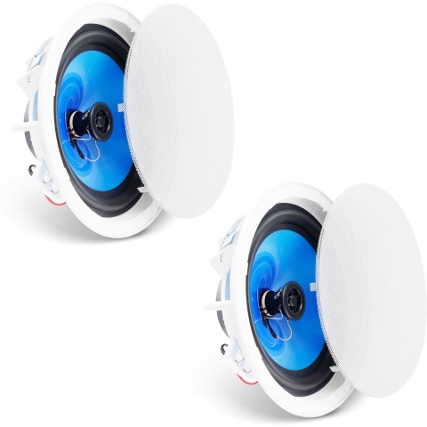 VEVOR 2-pack plafondluidsprekers van 20 cm, 50 W plafond- en wandluidsprekersysteem met 8 Ω impedantie en gevoeligheid van 89 dB, voor thuis, keuken, woonkamer, slaapkamer of overdekte veranda